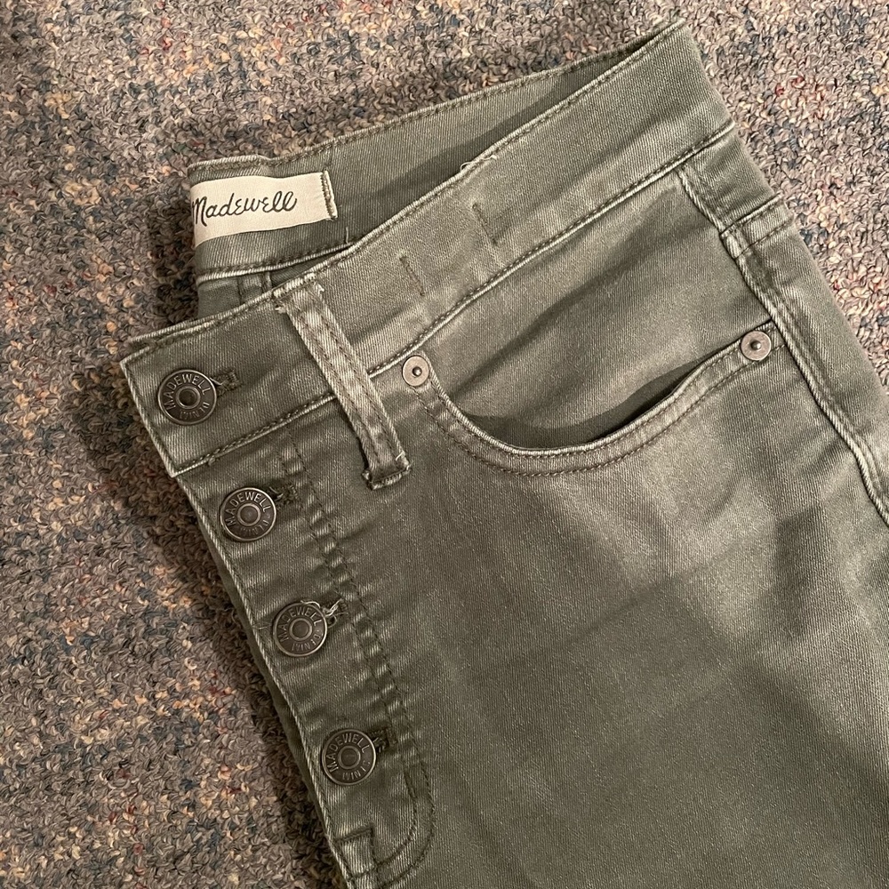 Madewell 9” high rise skinny jean in olive green